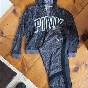 Pink sweatshirt and sweatpants